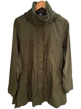 The North Face Flychute WindWall Jacket Womens M Olive Green Hooded A-Line